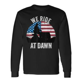 We Ride At Dawn Lawnmower Lawn Mowing Dad Vintage Long Sleeve T-Shirt T-Shirt | Mazezy