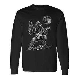 Rock On Bigfoot Sasquatch Loves Rock And Roll Bigfoot Long Sleeve T-Shirt T-Shirt | Mazezy