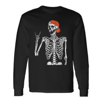 Rocker Skeleton Hand Rock On Costume Halloween Long Sleeve T-Shirt - Seseable