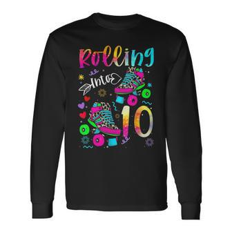 Rolling Into 10Th Birthday Leopard Roller Skates 10 Yrs Old Long Sleeve T-Shirt - Seseable