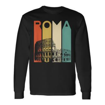 Rome Italy Roma Italian Retro Vintage Coliseum Architecture Long Sleeve T-Shirt - Seseable