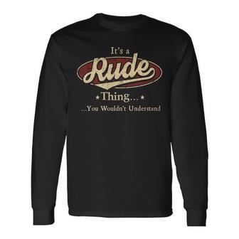 Rude Personalized Name Name Print S With Name Rude Long Sleeve T-Shirt - Seseable