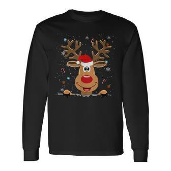 Rudolph Red Nose Reindeer Santa Christmas Men Women Long Sleeve T-Shirt T-shirt Graphic Print - Thegiftio UK