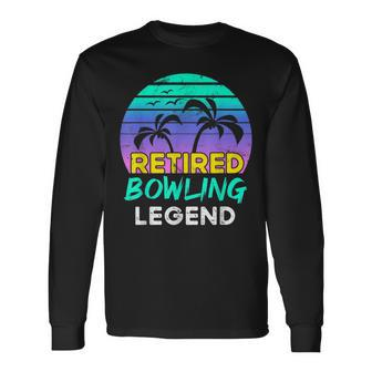 Ruhestand Bowling-Legende Langarmshirts, Retro 80er Jahre Sonnenuntergang - Seseable