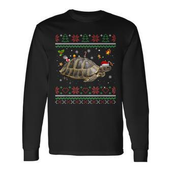 Russische Schildkröte Weihnachts-Langarmshirts, Hässliches Rentier-Motiv - Seseable