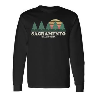 Sacramento Ca Vintage Throwback Retro 70S Long Sleeve T-Shirt | Mazezy DE
