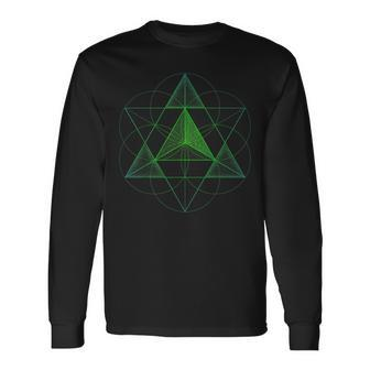 Sacred Geometry Star Tetrahedron Merkaba Long Sleeve T-Shirt T-Shirt | Mazezy