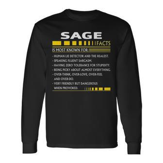 Sage Name Sage Facts V2 Long Sleeve T-Shirt - Seseable