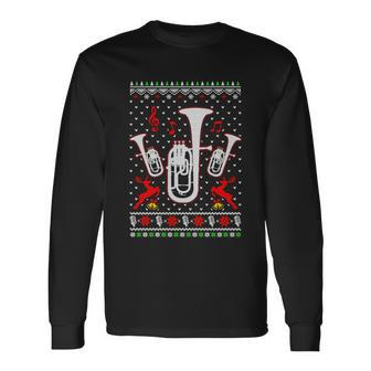 Santa Euphonium Ugly Christmas Xmas Long Sleeve T-Shirt - Monsterry UK