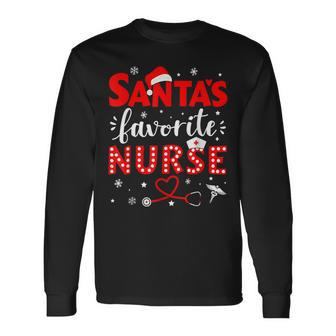Santa Favorite Nurse For Christmas In Hospital Men Women Long Sleeve T-shirt Graphic Print Unisex - Seseable