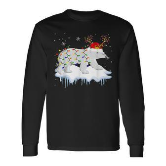 Santa Reindeer Polar Bear Christmas Light Santa Polar Bear Men Women Long Sleeve T-shirt Graphic Print Unisex - Seseable
