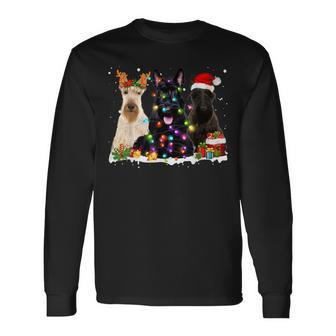 Santa Scottish Terrier Gorgeous Reindeer Christmas Pajama Men Women Long Sleeve T-shirt Graphic Print Unisex - Seseable