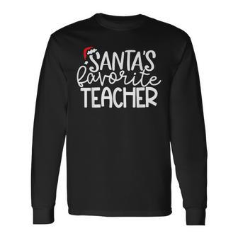 Santas Favorite Teacher Christmas For Teacher Women Long Sleeve T-Shirt - Thegiftio UK