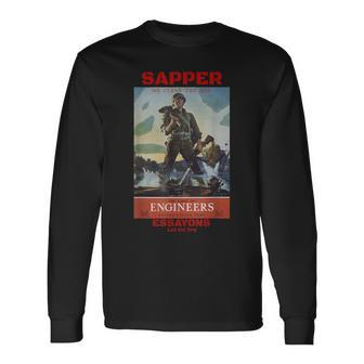 Sapper Army Combat Engineer Corps Veterans And Military Long Sleeve T-Shirt - Seseable