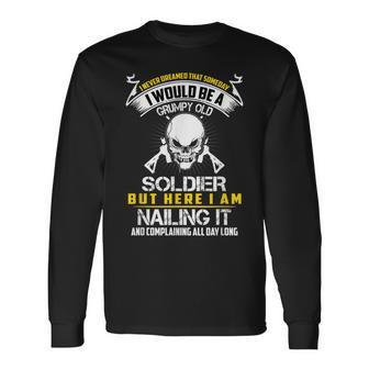 Sarcastic Grumpy Old Soldier Gift Men Women Long Sleeve T-shirt Graphic Print Unisex - Seseable