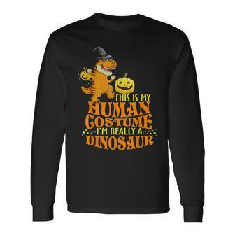 Saurus Dinosaur Halloween T-Rex Costume Men Women Long Sleeve T-Shirt T-shirt Graphic Print - Thegiftio UK