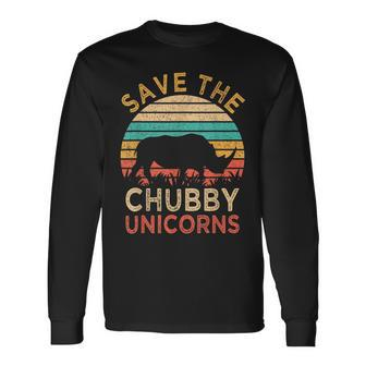 Save The Chubby Unicorns Vintage Rhino Animal Rights Long Sleeve T-Shirt T-Shirt | Mazezy