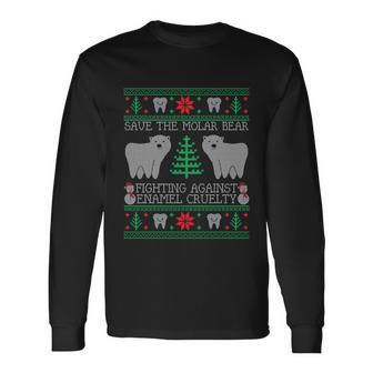 Save The Molar Bear Dental Dentist Ugly Christmas Sweaters Meaningful Long Sleeve T-Shirt - Monsterry