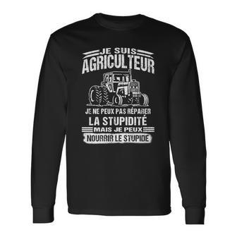 Schwarzes Langarmshirts mit Je suis Agriculteur, Traktor-Design für Landwirte - Seseable
