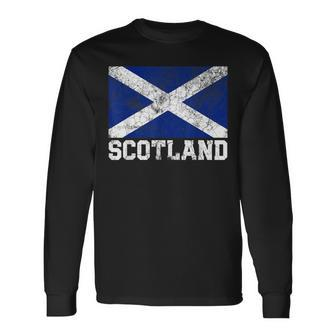 Scotland Flag Scottish Family Pride Country Vintage Men Women Long Sleeve T-shirt Graphic Print Unisex - Seseable