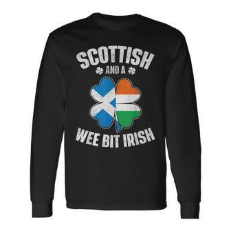 Scottish And A Wee Bit Irish Scotland Ireland Heritage Long Sleeve T-Shirt T-Shirt | Mazezy