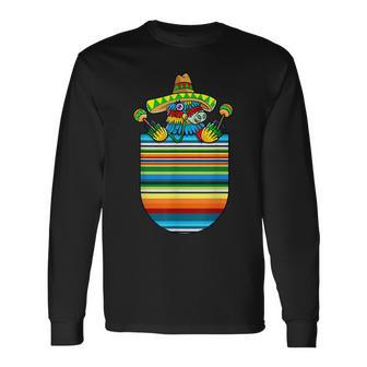Serape Pocket Mexican Cinco De Mayo Fiesta Long Sleeve T-Shirt T-Shirt | Mazezy