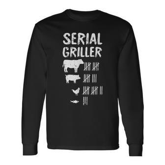 Serial Griller Fathers Day Grilling Grill Bbq Master Long Sleeve T-Shirt - Thegiftio UK