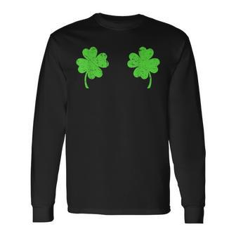 Shake Your Shamrocks Boobs 4 Leaf Clover St Paddys Day Long Sleeve T-Shirt T-Shirt | Mazezy
