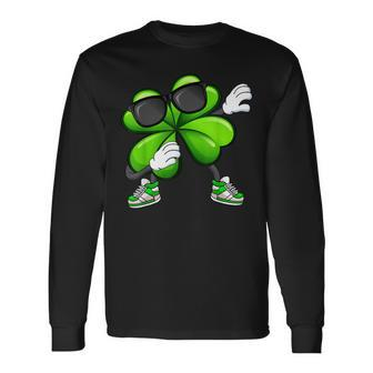 Shamrock Dabbing Irish Shamrock Dab Dance St Patricks Day Long Sleeve T-Shirt - Seseable