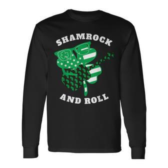 Shamrock And Roll Retro StPaddys Vintage StPatricks Day Long Sleeve T-Shirt T-Shirt | Mazezy