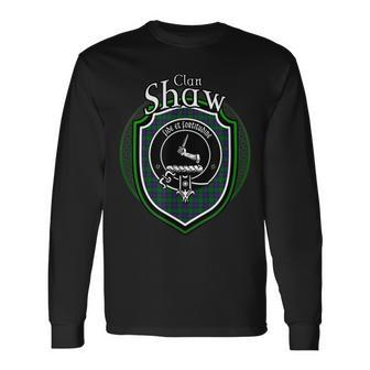 Shaw Clan Crest Scottish Clan Shaw Crest Badge Long Sleeve T-Shirt - Seseable