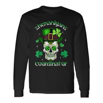 Shenanigans Coordinator Skull Leprechaun St Patricks Day Long Sleeve T-Shirt - Thegiftio UK