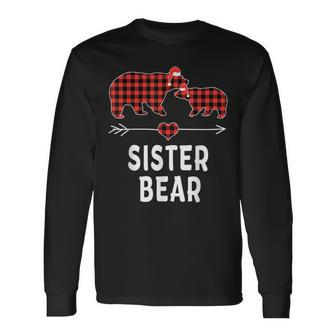 Sister Bear Christmas Buffalo Plaid Red White & Black Men Women Long Sleeve T-Shirt T-shirt Graphic Print - Thegiftio UK