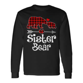 Sister Bear Christmas Pajama Red Plaid Buffalo Matching Xmas Men Women Long Sleeve T-Shirt T-shirt Graphic Print - Thegiftio UK