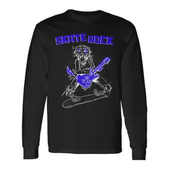 Skate Tiger Skater Rocking Guitar Skateboard Skating Gift Men Women Long Sleeve T-shirt Graphic Print Unisex - Seseable