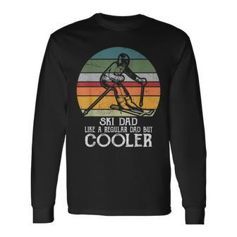 Ski Dad Like A Regular Dad But Cooler Vintage Skiing Skier Long Sleeve T-Shirt - Seseable