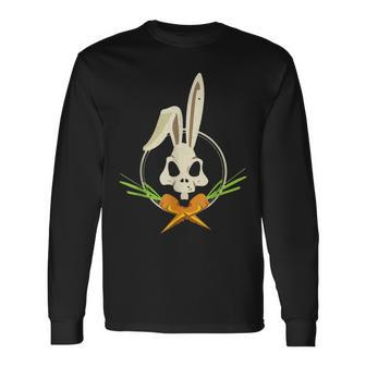 Skull Rabbit Crossbones Carrots Easter Day Emo Bunny Goth Long Sleeve T-Shirt - Thegiftio UK
