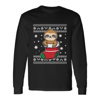 Sloth Ugly Christmas Sweater Cool Long Sleeve T-Shirt - Monsterry UK
