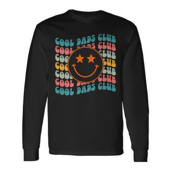 Smile Face Cool Dads Club Retro Groovy Fathers Day Hippie Long Sleeve T-Shirt - Thegiftio UK