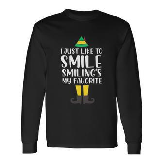 Smiling Is My Favorite Christmas Elf Buddy Long Sleeve T-Shirt - Monsterry