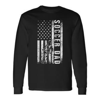 Soccer Dad Usa Flag Soccer Team Fan Daddy Fathers Day Long Sleeve T-Shirt - Seseable