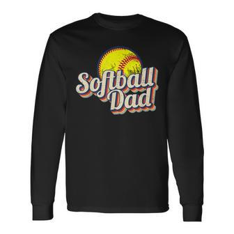 Softball Dad Retro Vintage Softball Dad Long Sleeve T-Shirt - Seseable