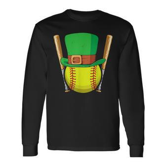 Softball Player Sport St Patricks Saint Pattys Day Long Sleeve T-Shirt - Thegiftio UK