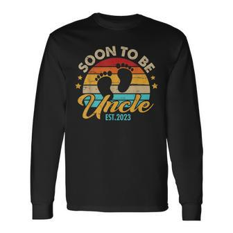 Soon To Be Uncle 2023 Fathers Day First Time Dad Pregnancy Long Sleeve T-Shirt - Seseable