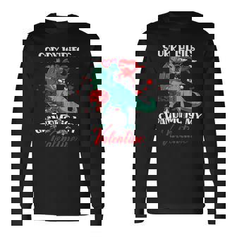 Sorry Ladies Grandma Is My Valentine Dabbing Heart Rex Long Sleeve T-Shirt - Seseable