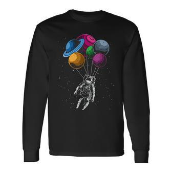 Space Solar System Planets Spaceman Astronaut Space Long Sleeve T-Shirt - Seseable