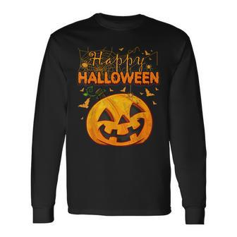 Spooky Season Retro Pumpkin Happy Halloween Men Women Long Sleeve T-Shirt T-shirt Graphic Print - Thegiftio UK