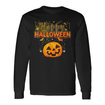 Spooky Season Retro Pumpkin Happy Halloween V2 Men Women Long Sleeve T-Shirt T-shirt Graphic Print - Thegiftio UK