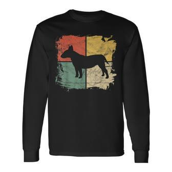 Square Retro Bull Terrier Owner Dog Bully Dad Pet Mom Long Sleeve T-Shirt - Seseable