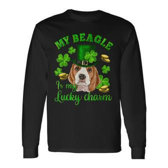 St Patricks Day My Beagle Is My Lucky Charm Shamrock Irish Long Sleeve T-Shirt - Seseable
